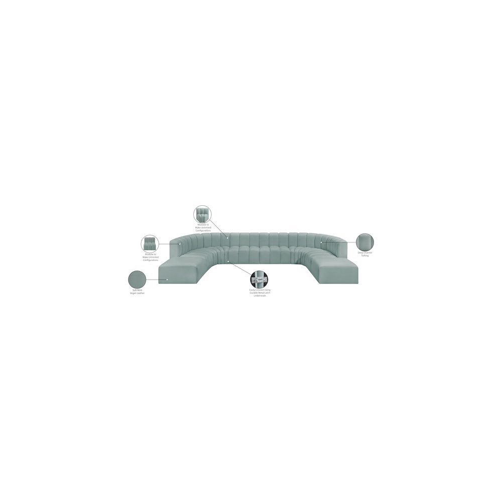 Arc Mint Green Vegan Leather Modular Sofa. Picture 12