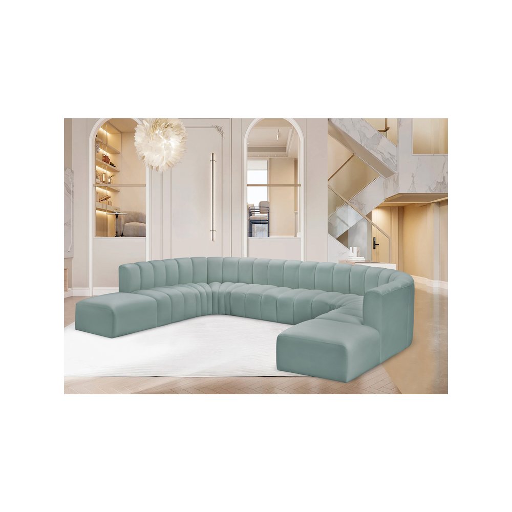 Arc Mint Green Vegan Leather Modular Sofa. Picture 2