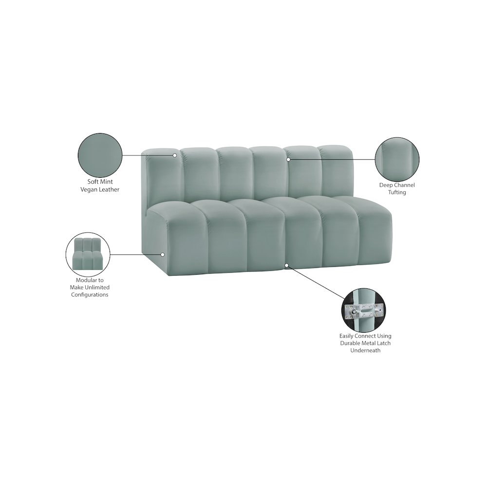 Arc Mint Green Vegan Leather Modular Sofa. Picture 12