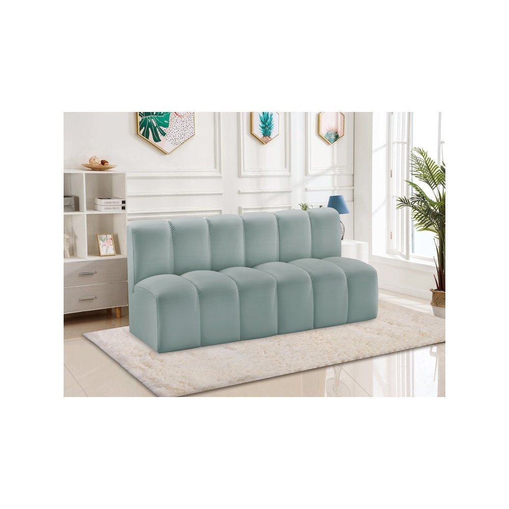 Arc Mint Green Vegan Leather Modular Sofa. Picture 2