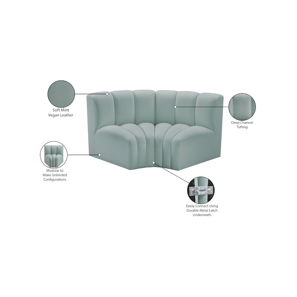 Arc Mint Green Vegan Leather Modular Sofa. Picture 11