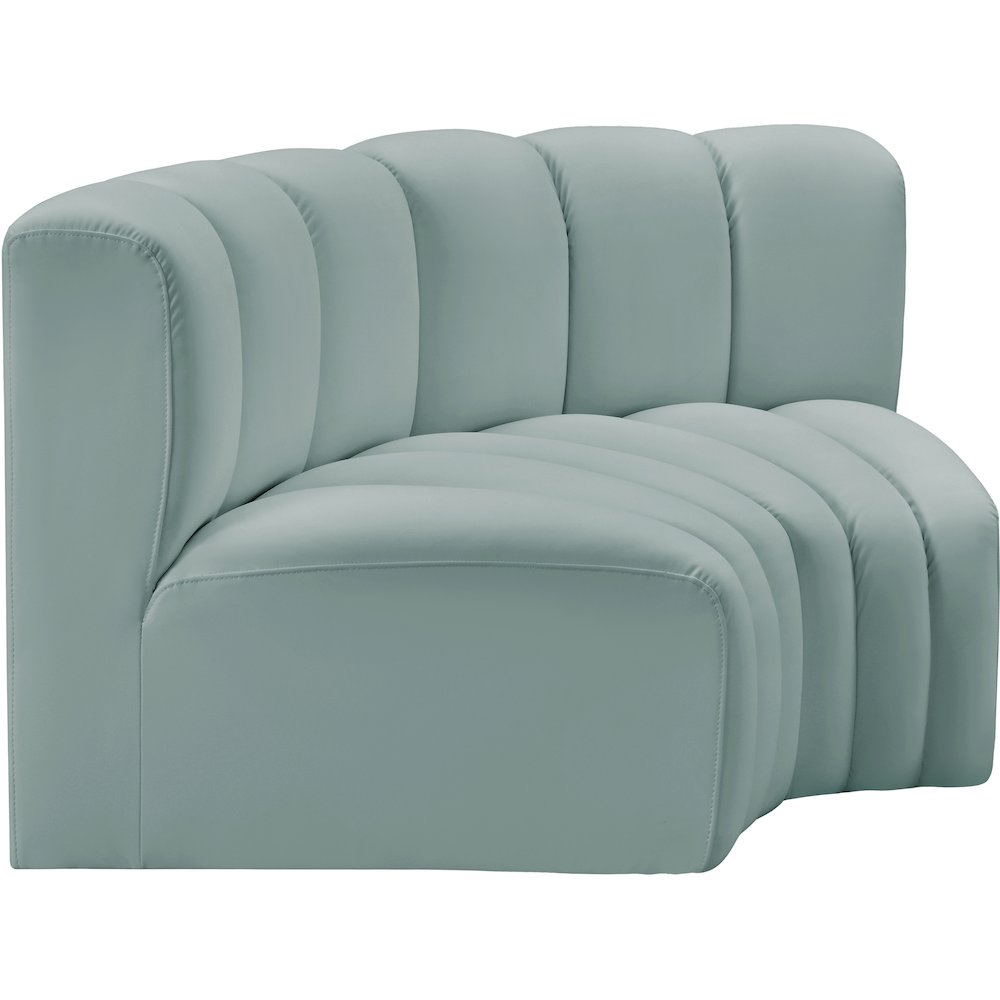 Arc Mint Green Vegan Leather Modular Sofa. Picture 4
