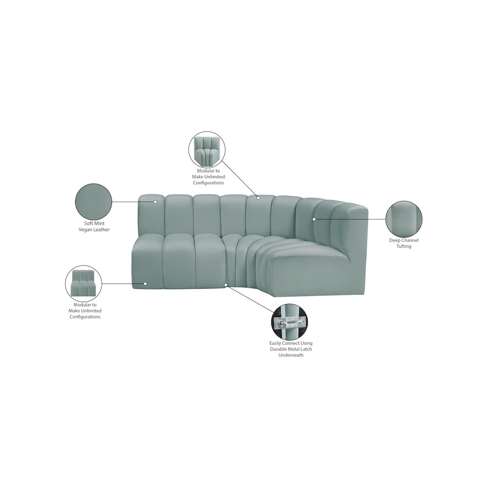 Arc Mint Green Vegan Leather Modular Sofa. Picture 12