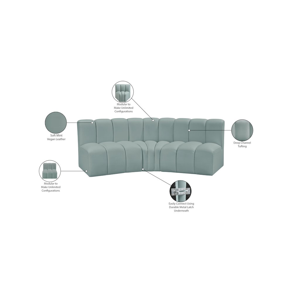Arc Mint Green Vegan Leather Modular Sofa. Picture 12