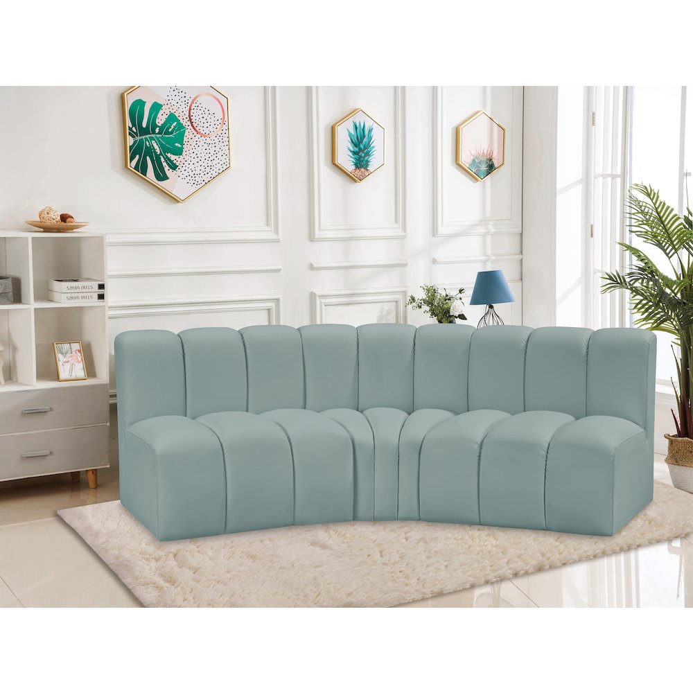 Arc Mint Green Vegan Leather Modular Sofa. Picture 2