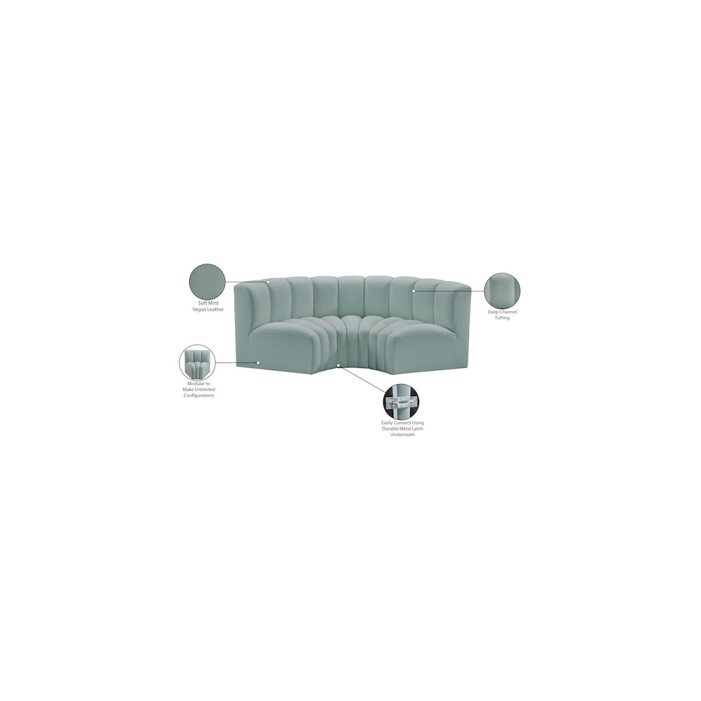 Arc Mint Green Vegan Leather Modular Sofa. Picture 12
