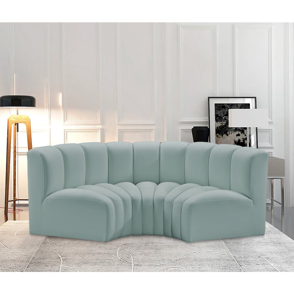 Arc Mint Green Vegan Leather Modular Sofa. Picture 2