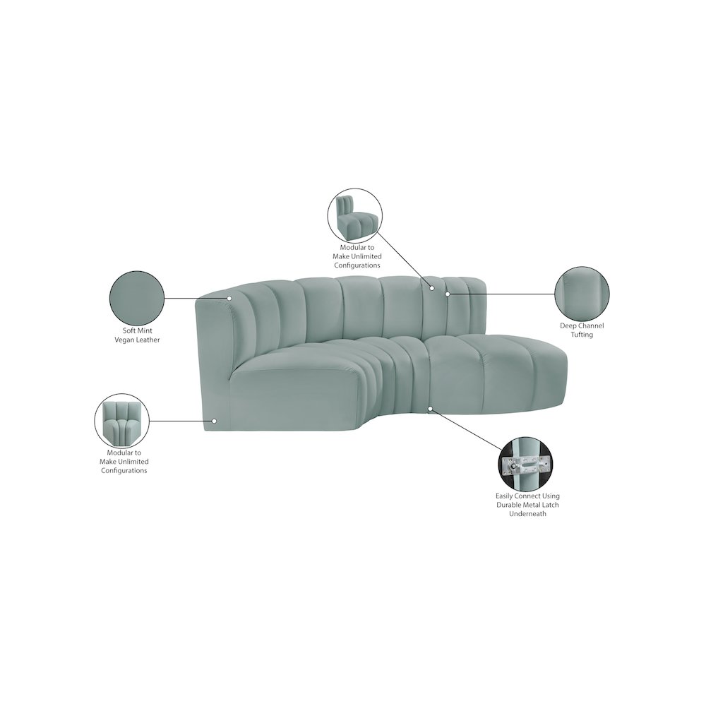 Arc Mint Green Vegan Leather Modular Sofa. Picture 12