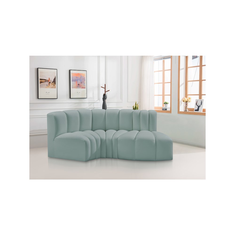 Arc Mint Green Vegan Leather Modular Sofa. Picture 2