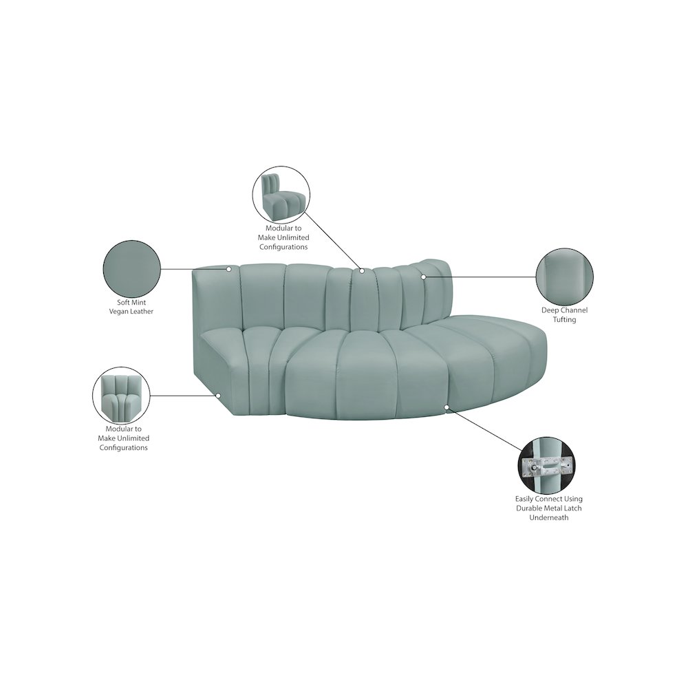 Arc Mint Green Vegan Leather Modular Sofa. Picture 11