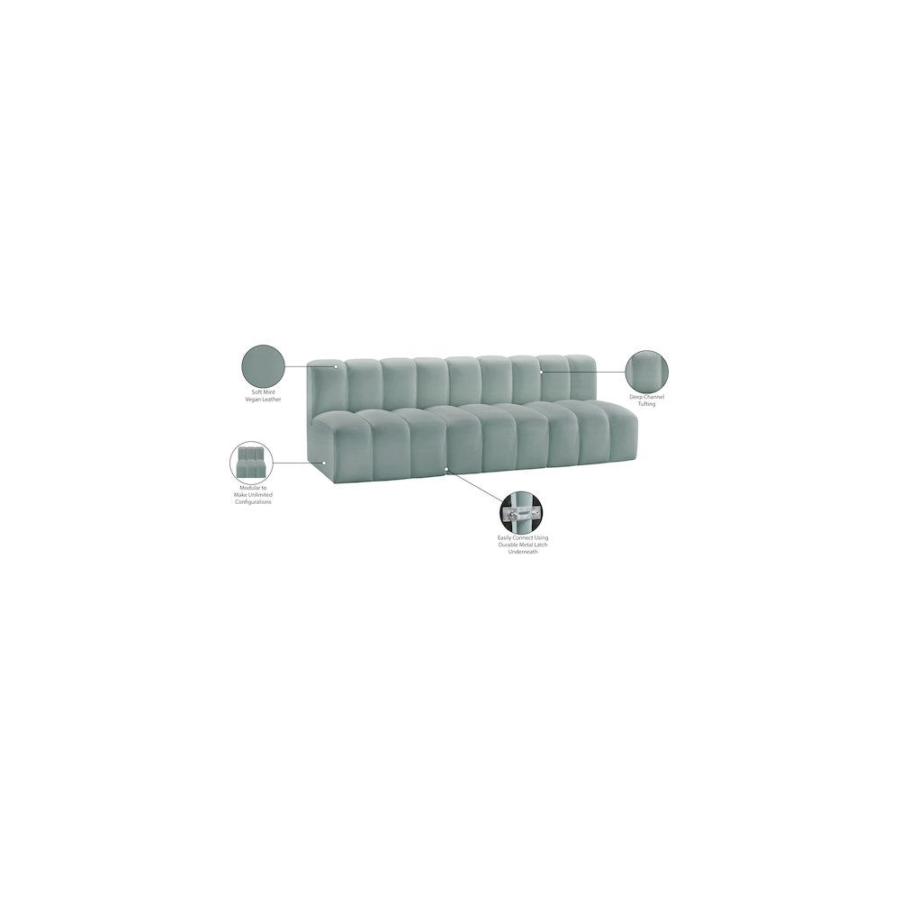 Arc Mint Green Vegan Leather Modular Sofa. Picture 12