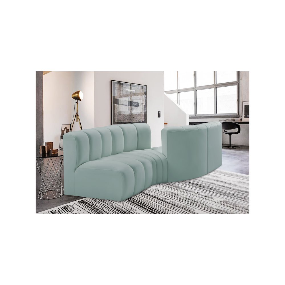 Arc Mint Green Vegan Leather Modular Sofa. Picture 2