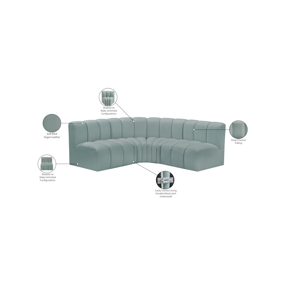 Arc Mint Green Vegan Leather Modular Sofa. Picture 12