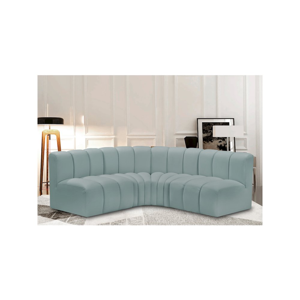 Arc Mint Green Vegan Leather Modular Sofa. Picture 2