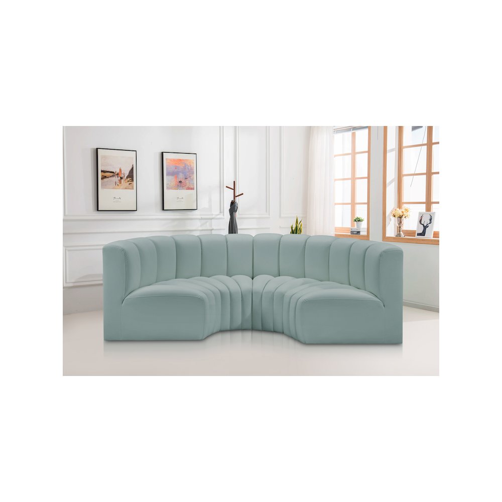 Arc Mint Green Vegan Leather Modular Sofa. Picture 2