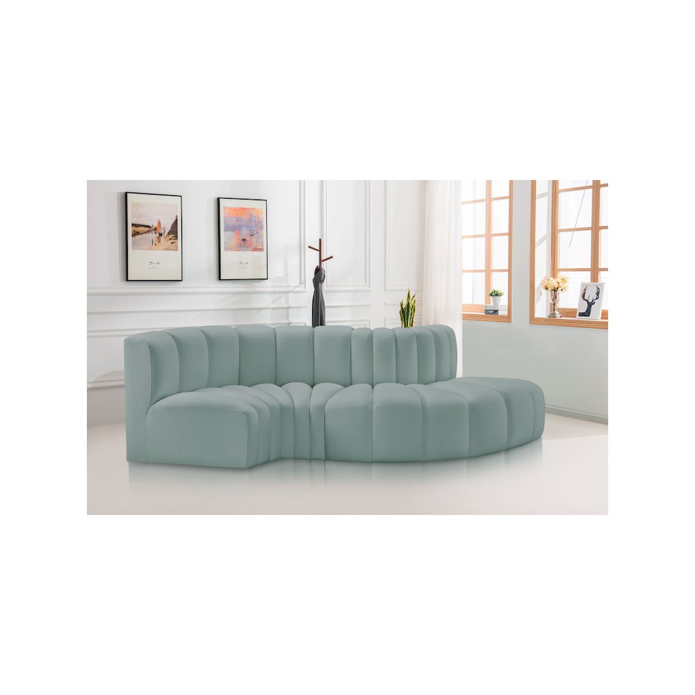 Arc Mint Green Vegan Leather Modular Sofa. Picture 2