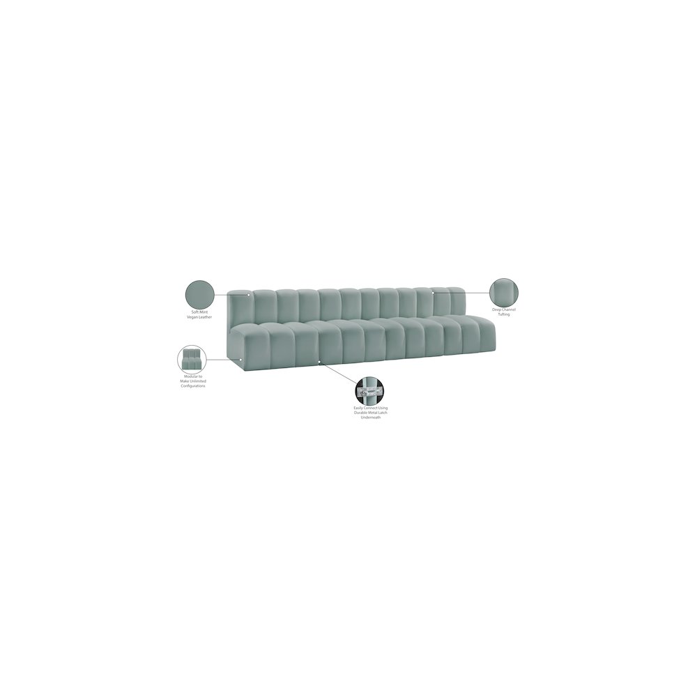 Arc Mint Green Vegan Leather Modular Sofa. Picture 12