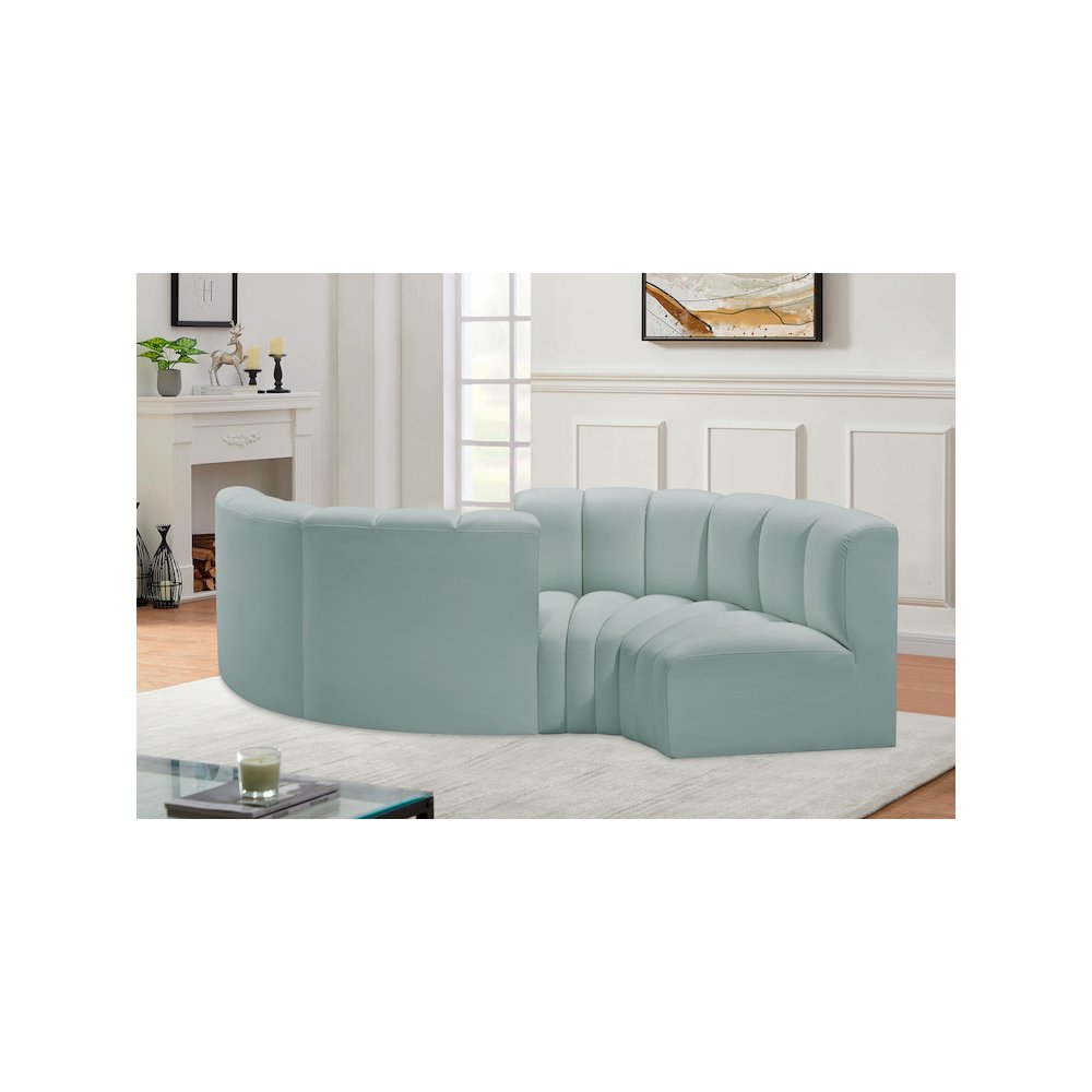 Arc Mint Green Vegan Leather Modular Sofa. Picture 2