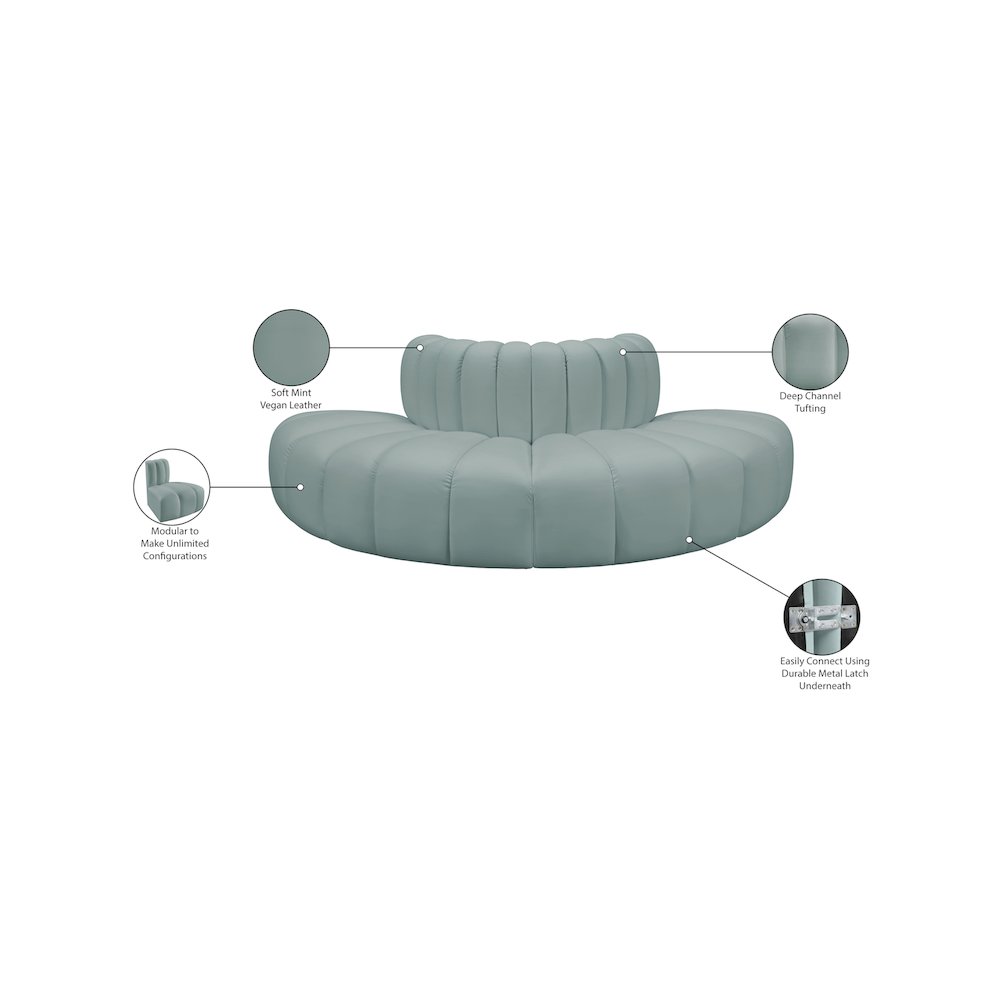 Arc Mint Green Vegan Leather Modular Sofa. Picture 12