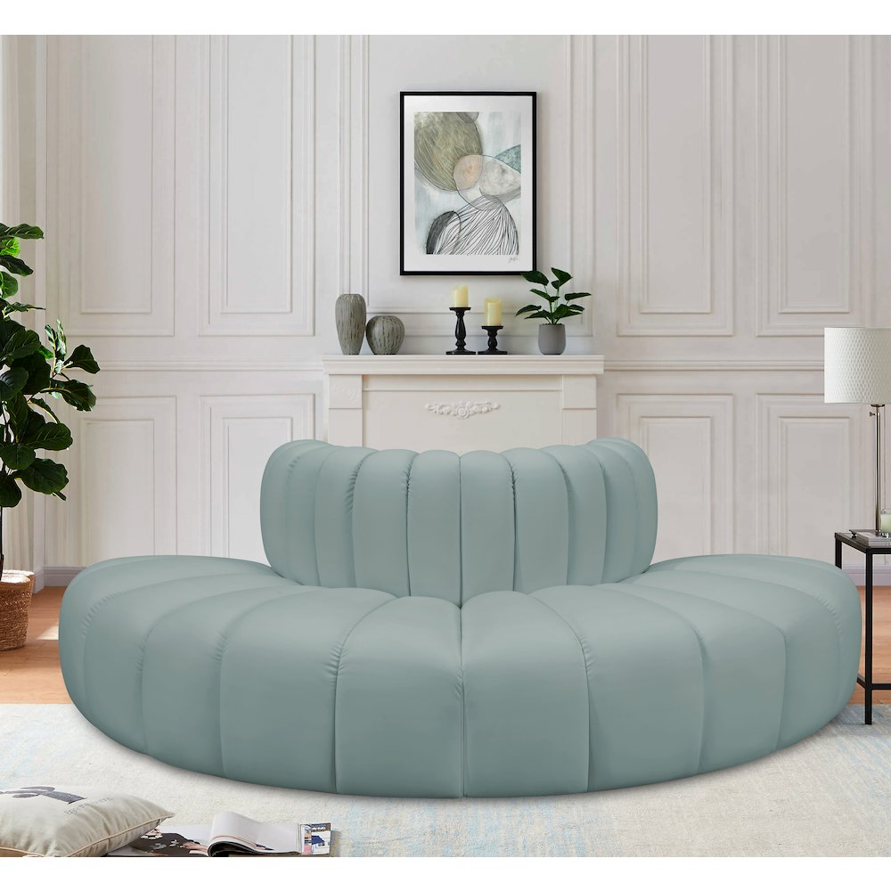 Arc Mint Green Vegan Leather Modular Sofa. Picture 2
