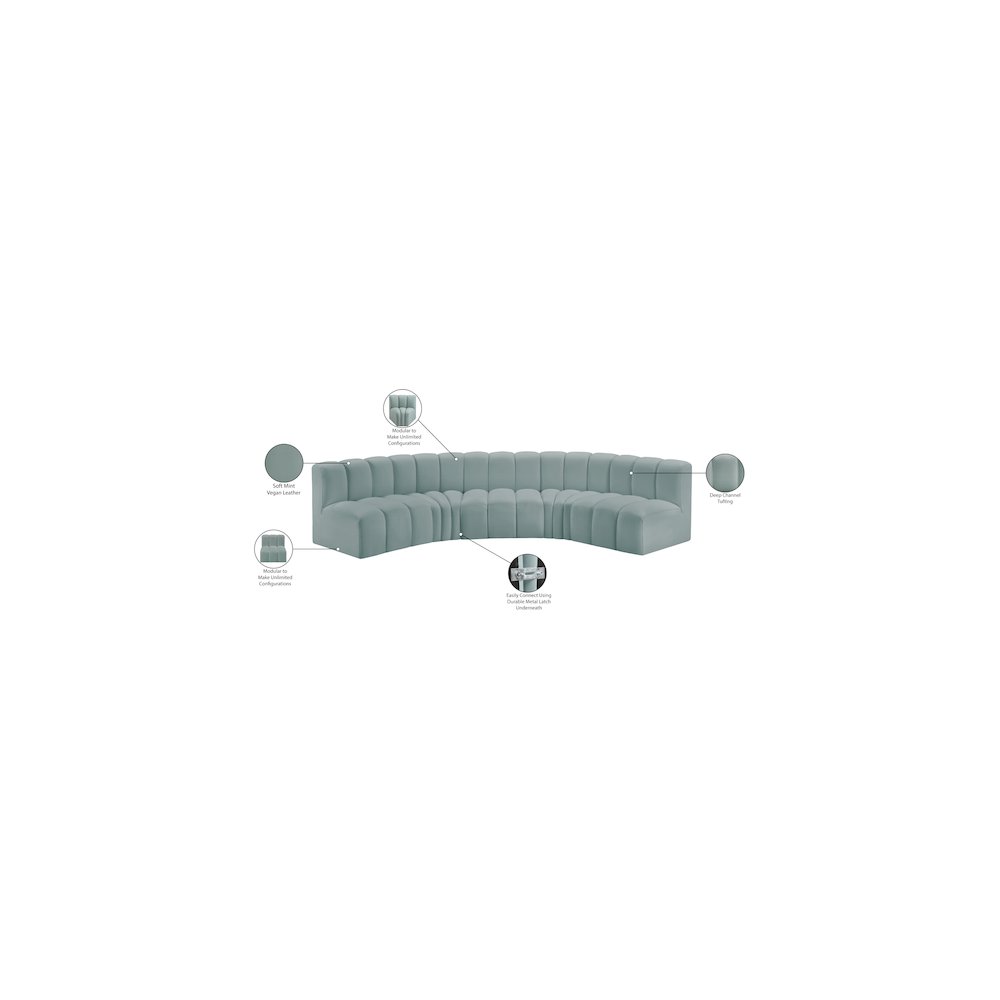 Arc Mint Green Vegan Leather Modular Sofa. Picture 12