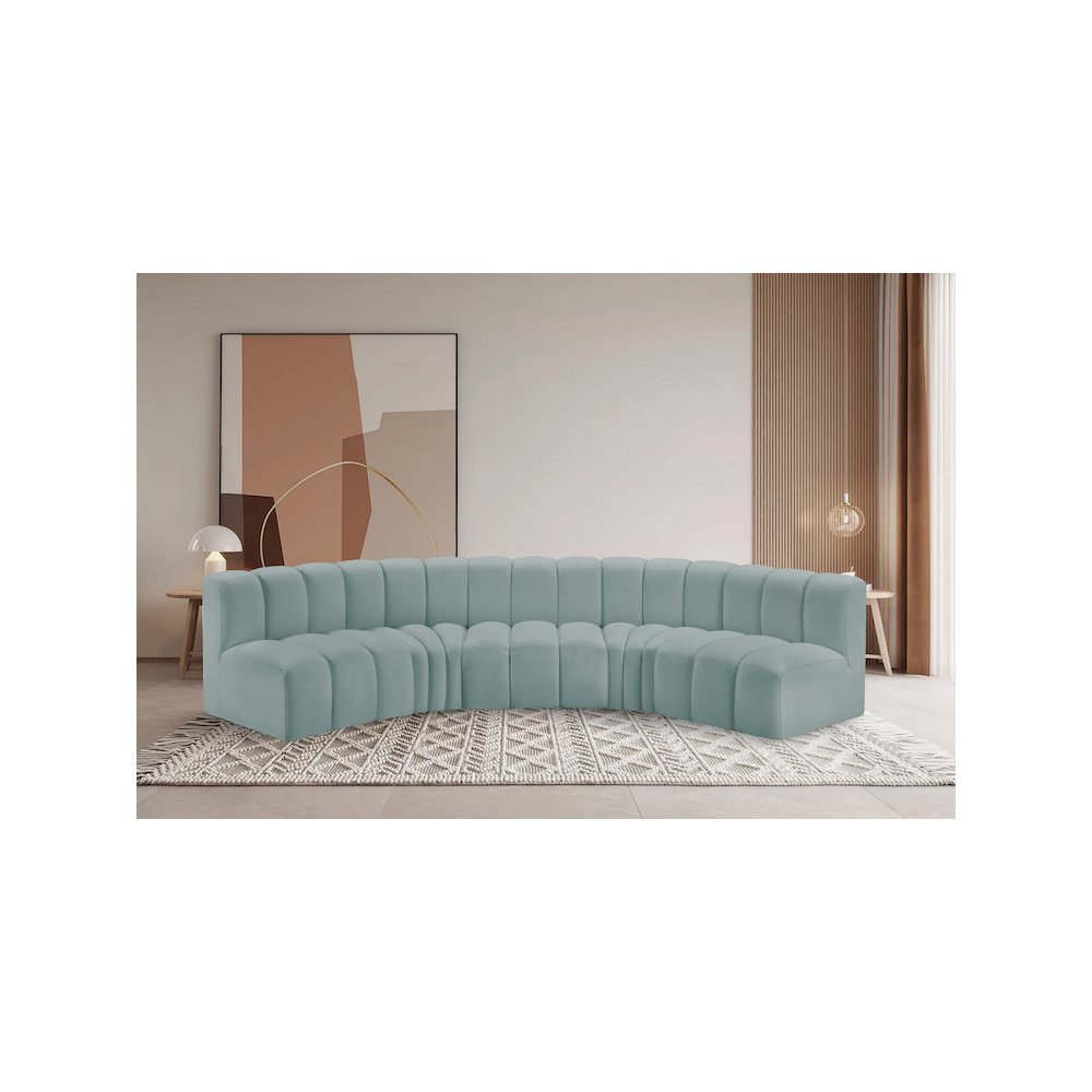 Arc Mint Green Vegan Leather Modular Sofa. Picture 2