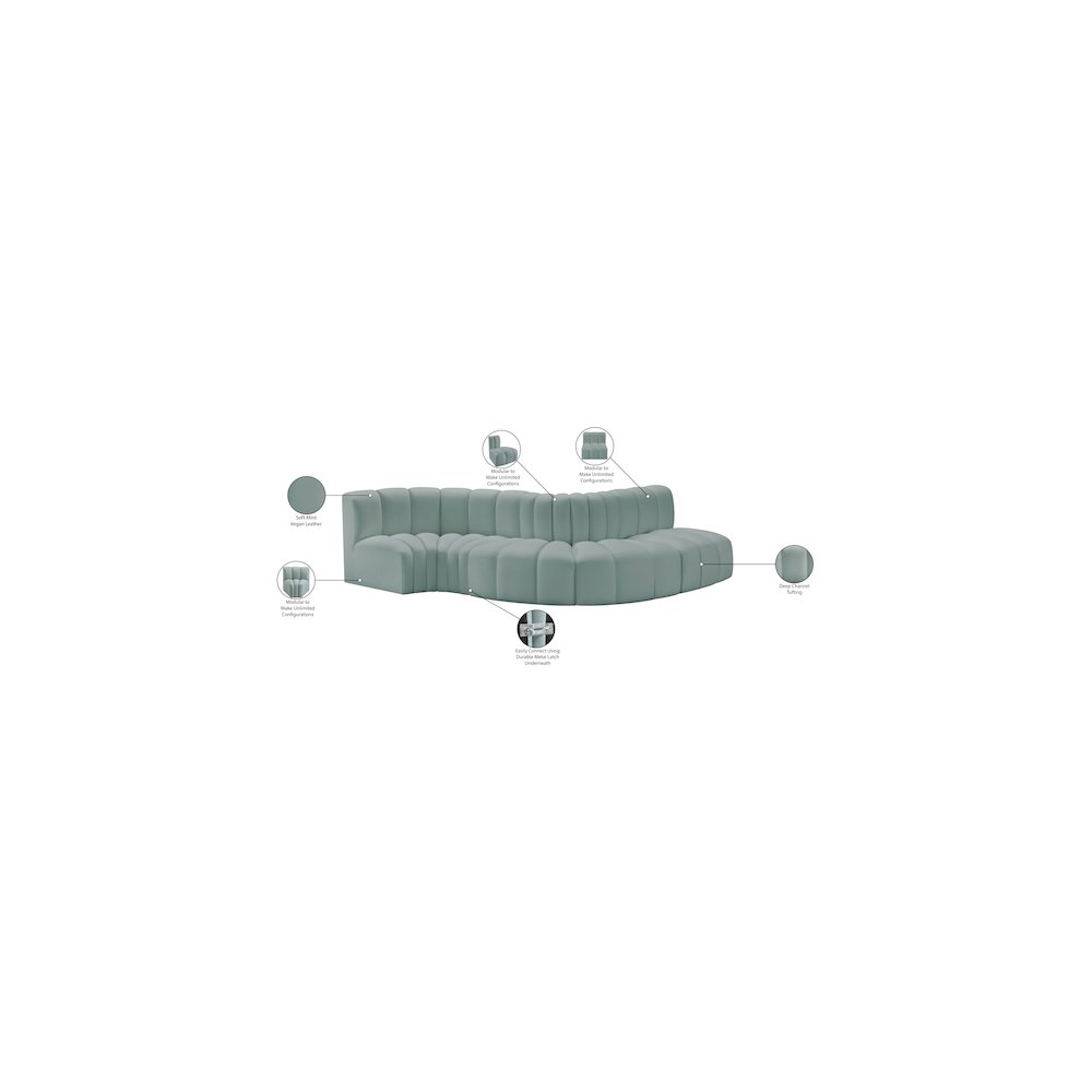 Arc Mint Green Vegan Leather Modular Sofa. Picture 12