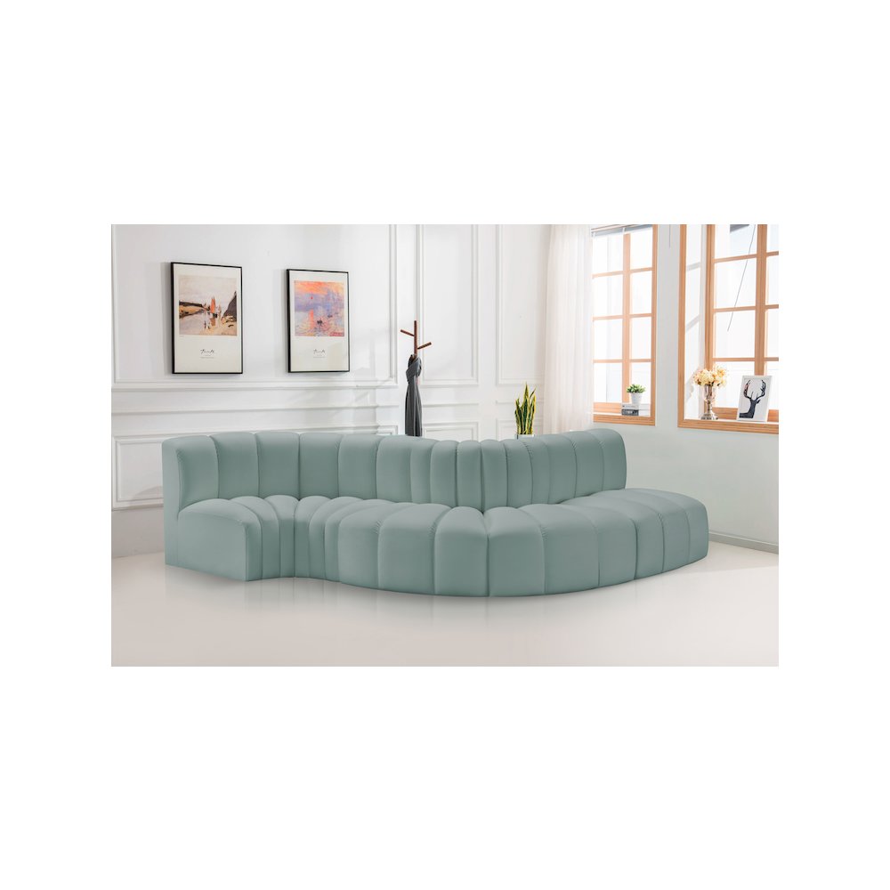 Arc Mint Green Vegan Leather Modular Sofa. Picture 2