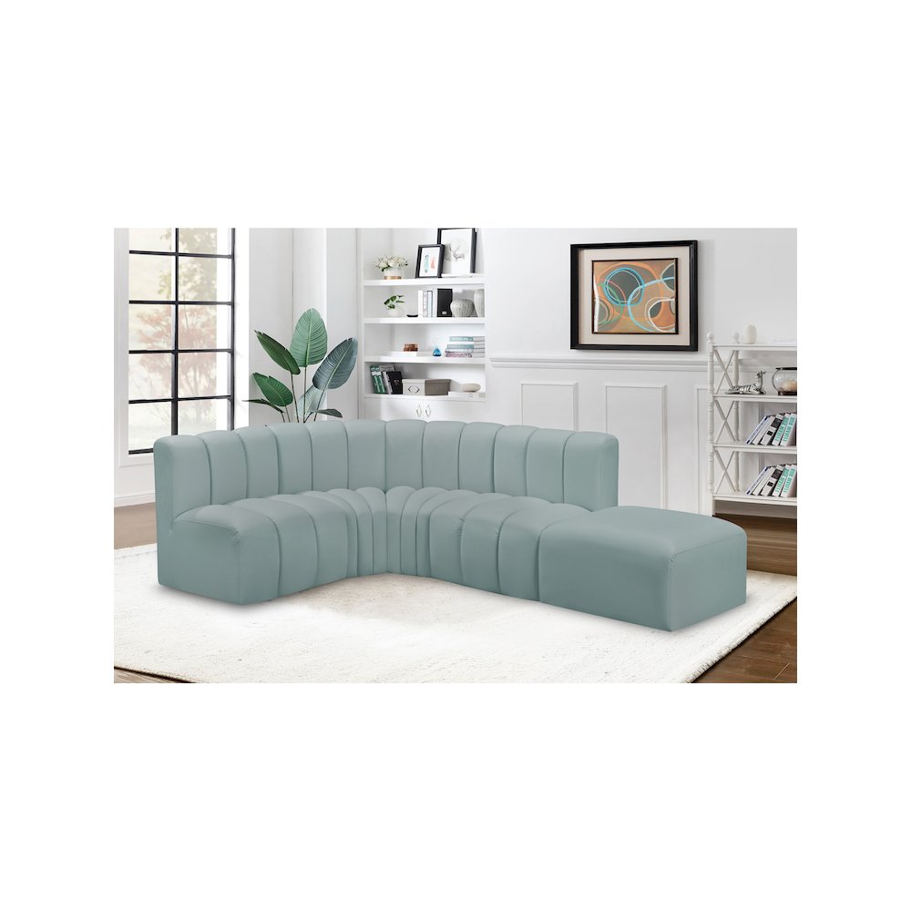 Arc Mint Green Vegan Leather Modular Sofa. Picture 3