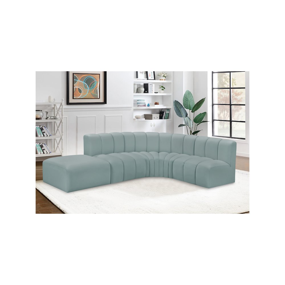 Arc Mint Green Vegan Leather Modular Sofa. Picture 4