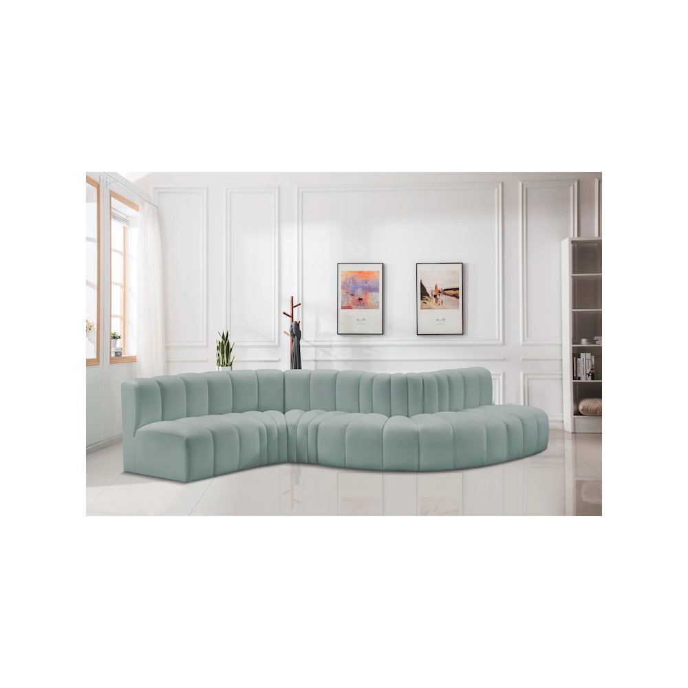 Arc Mint Green Vegan Leather Modular Sofa. Picture 2