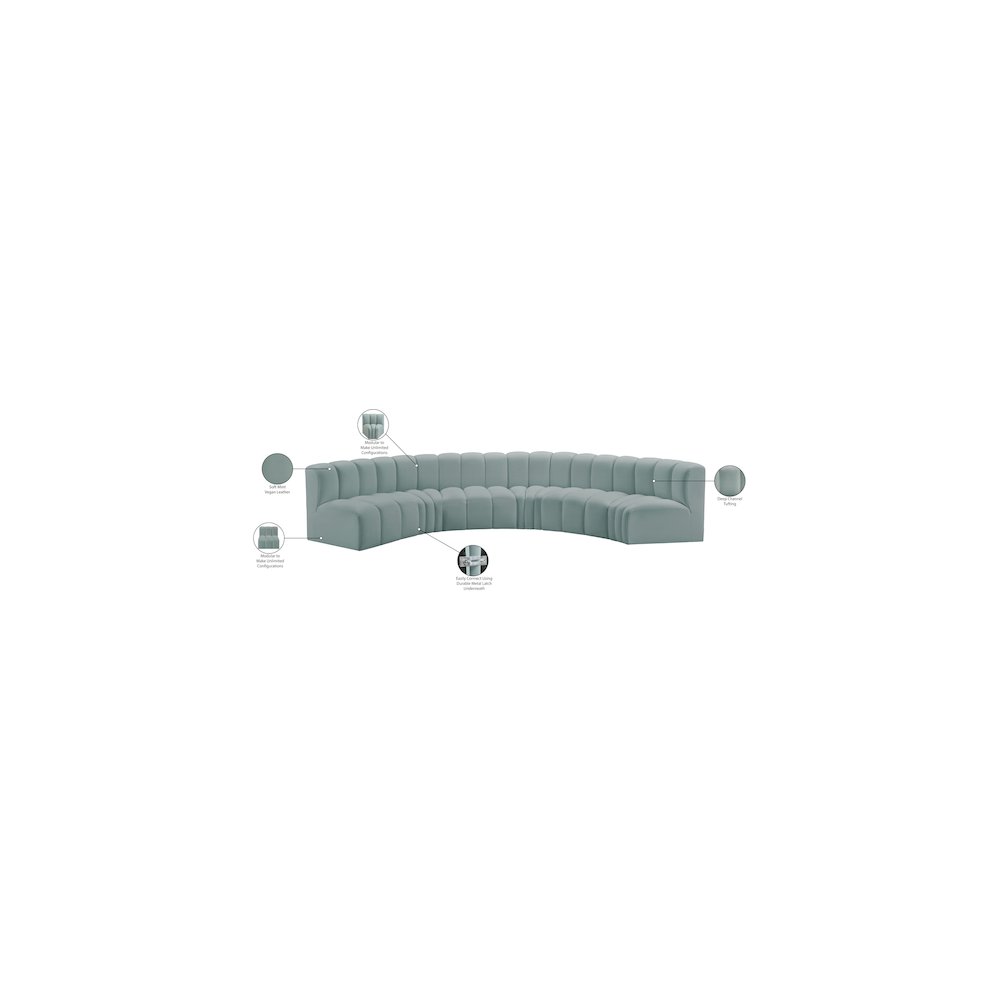 Arc Mint Green Vegan Leather Modular Sofa. Picture 12