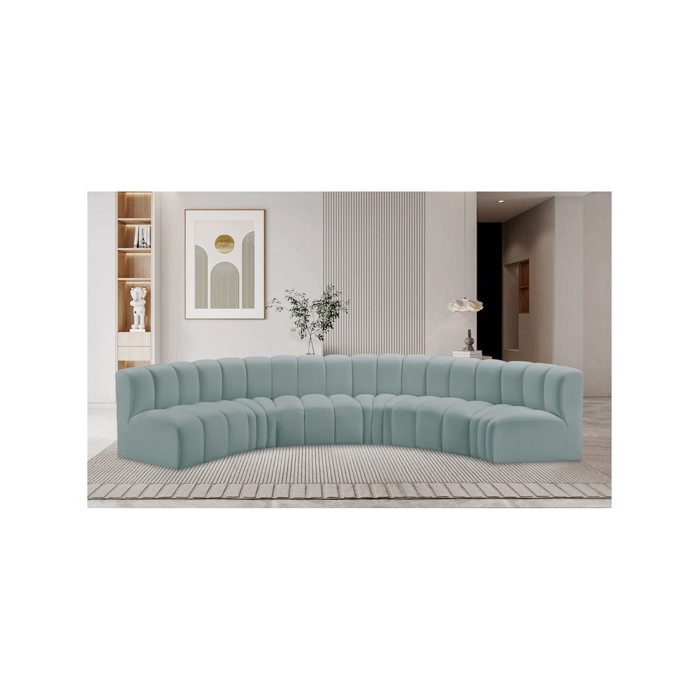 Arc Mint Green Vegan Leather Modular Sofa. Picture 2