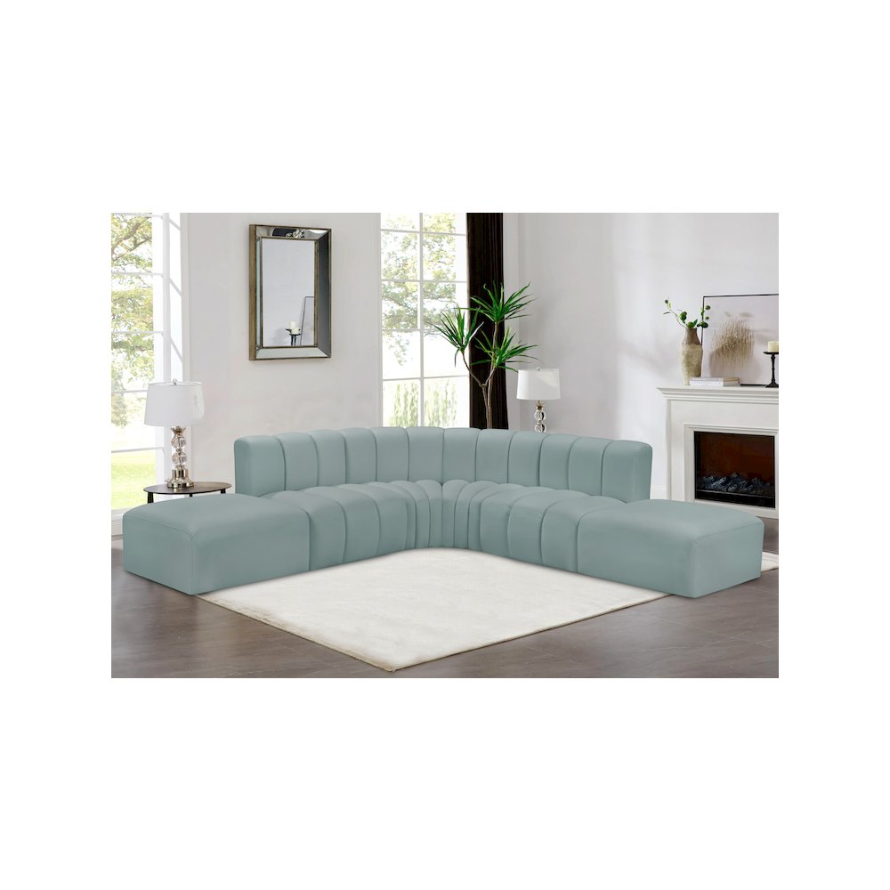 Arc Mint Green Vegan Leather Modular Sofa. Picture 2