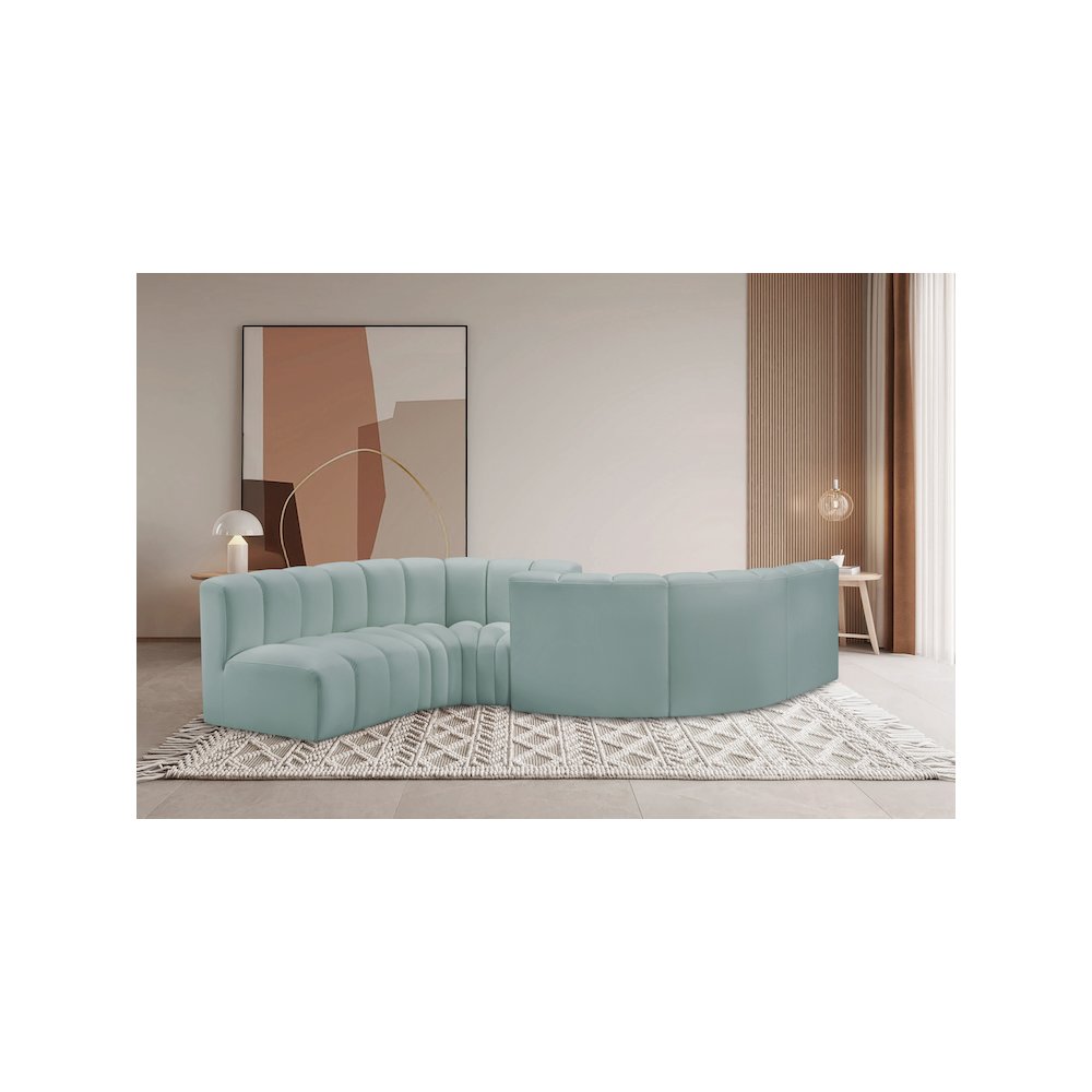 Arc Mint Green Vegan Leather Modular Sofa. Picture 2