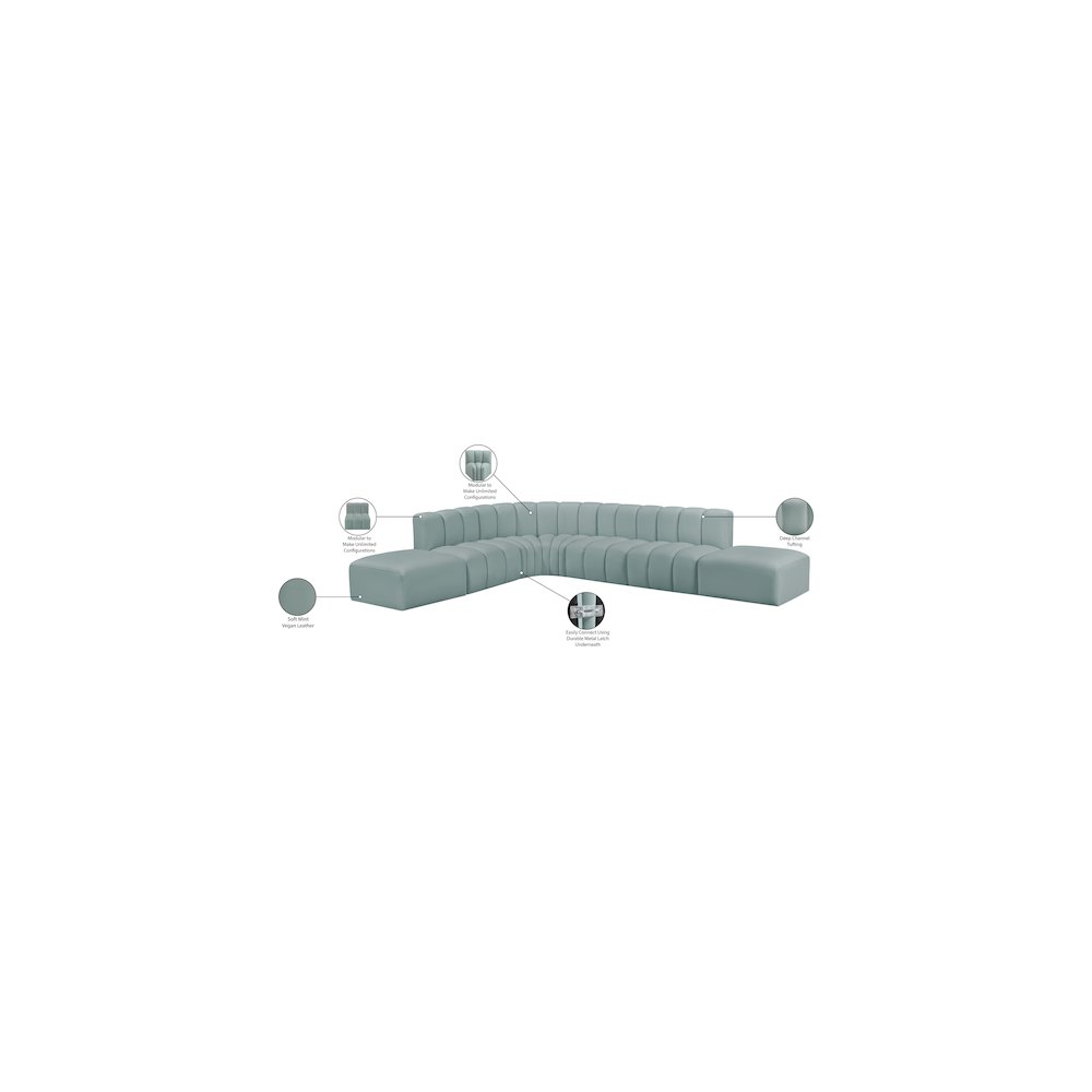 Arc Mint Green Vegan Leather Modular Sofa. Picture 11