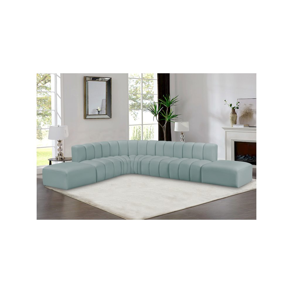 Arc Mint Green Vegan Leather Modular Sofa. Picture 2
