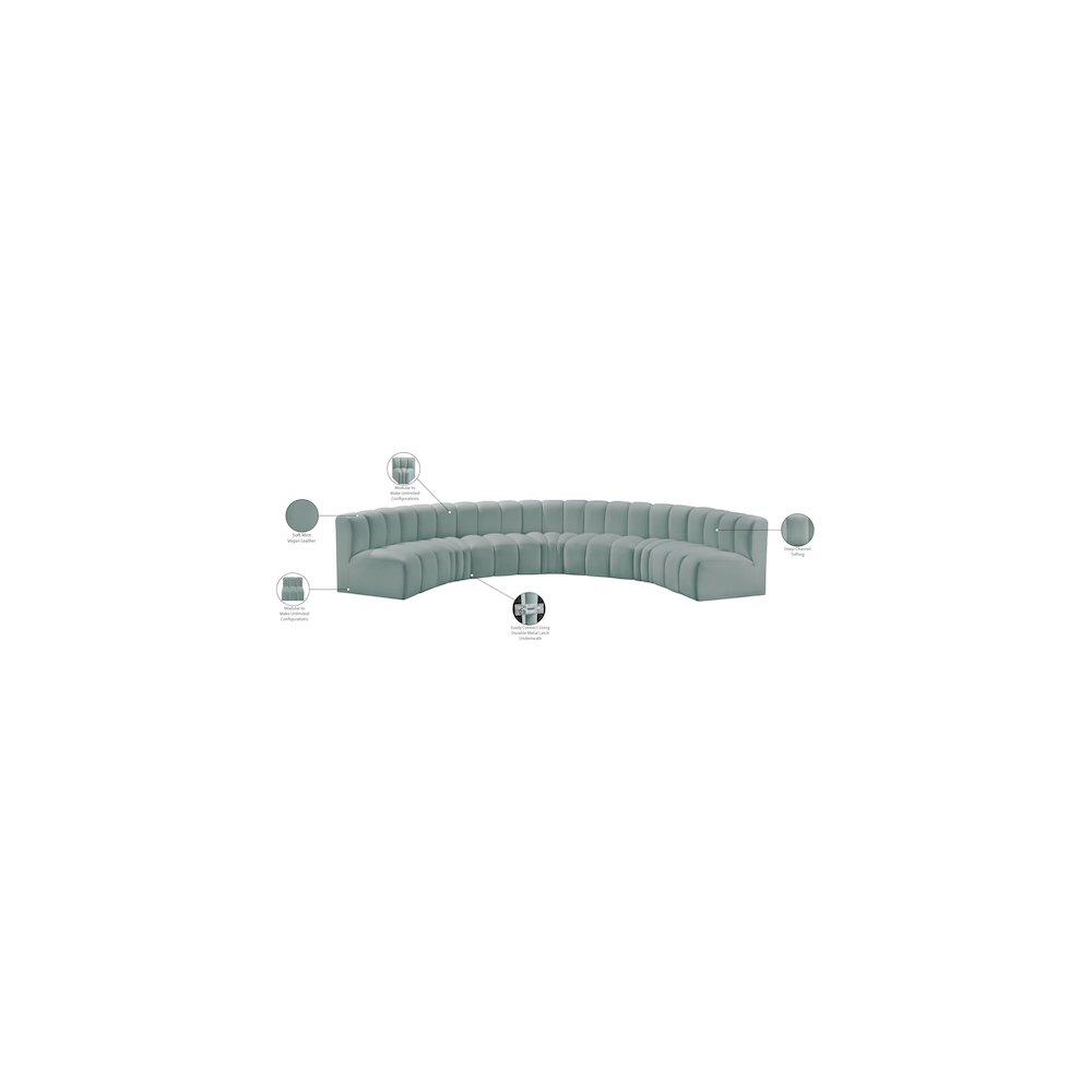 Arc Mint Green Vegan Leather Modular Sofa. Picture 12