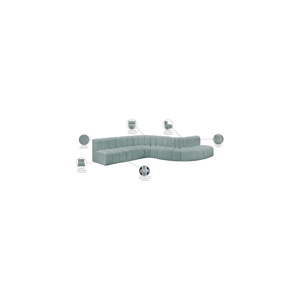 Arc Mint Green Vegan Leather Modular Sofa. Picture 13