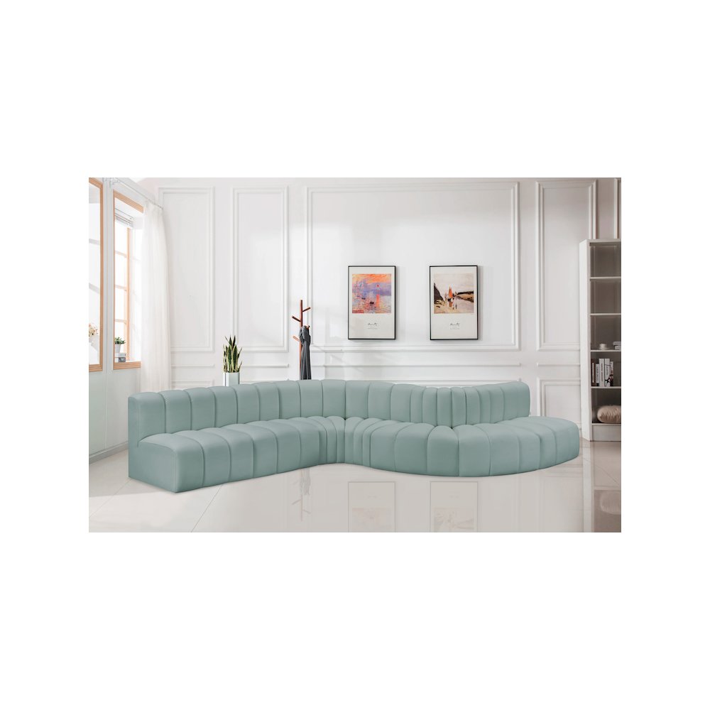 Arc Mint Green Vegan Leather Modular Sofa. Picture 2