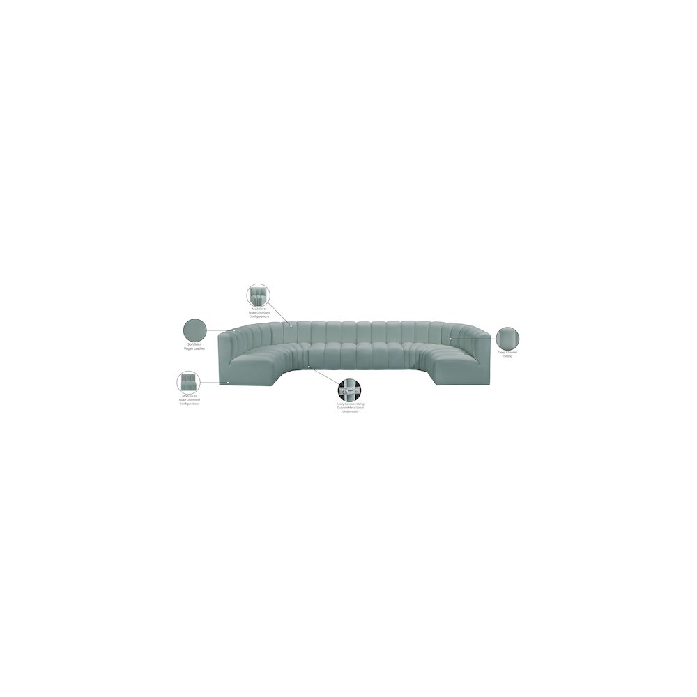 Arc Mint Green Vegan Leather Modular Sofa. Picture 13