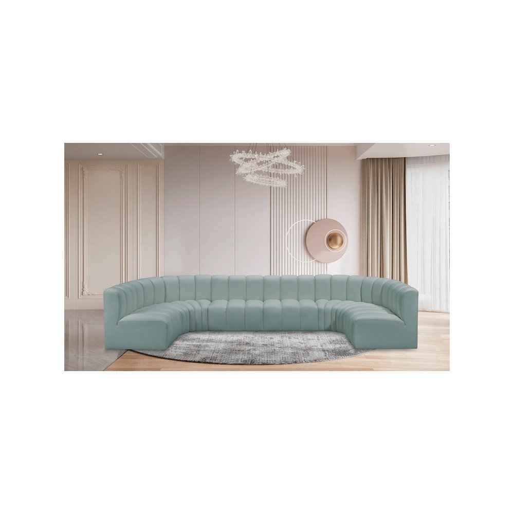 Arc Mint Green Vegan Leather Modular Sofa. Picture 2