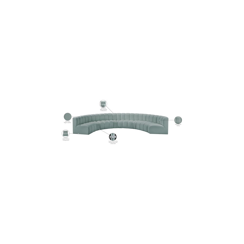 Arc Mint Green Vegan Leather Modular Sofa. Picture 12