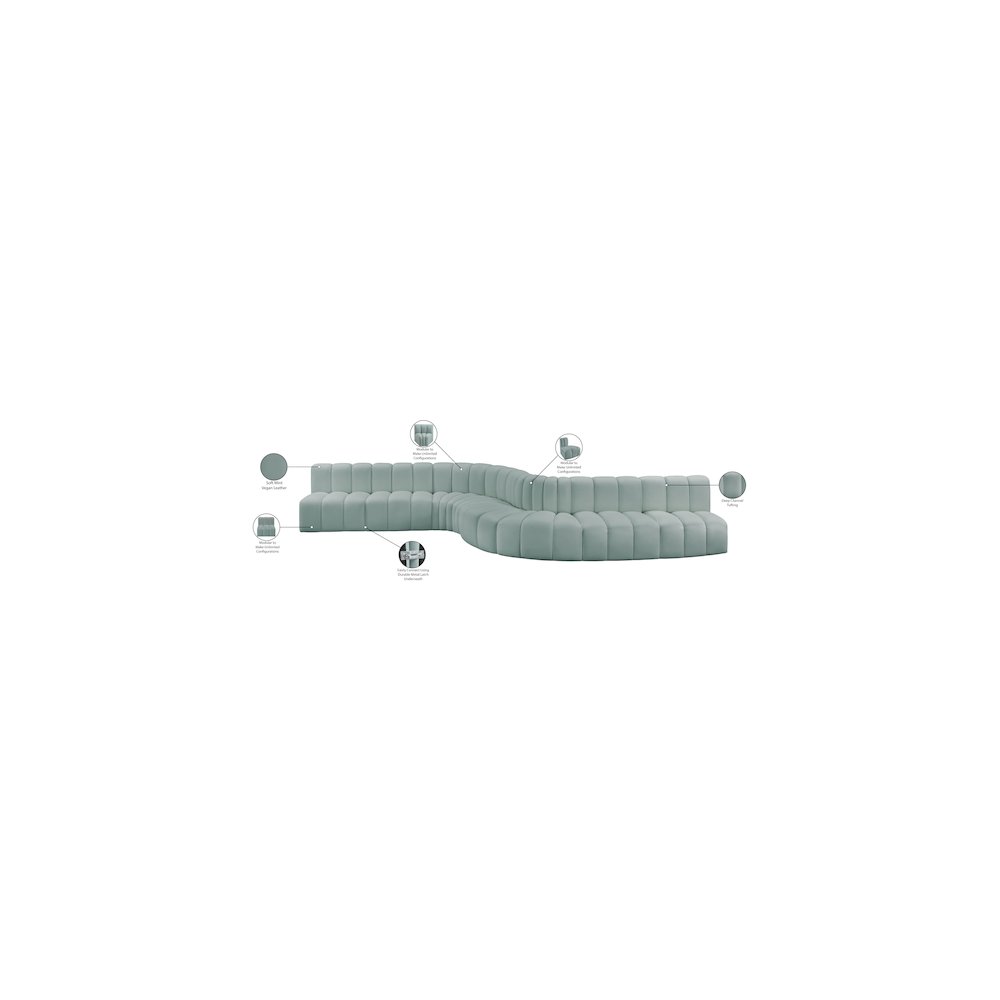 Arc Mint Green Vegan Leather Modular Sofa. Picture 14