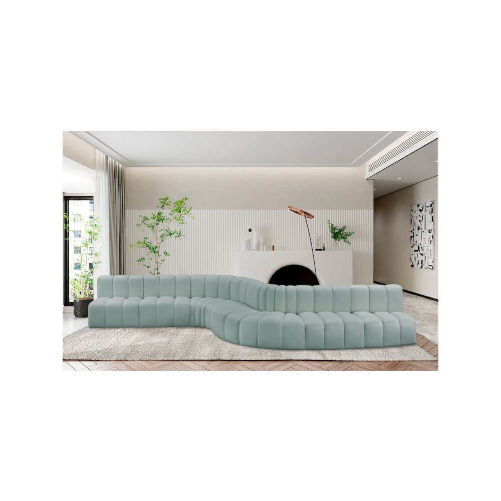 Arc Mint Green Vegan Leather Modular Sofa. Picture 2