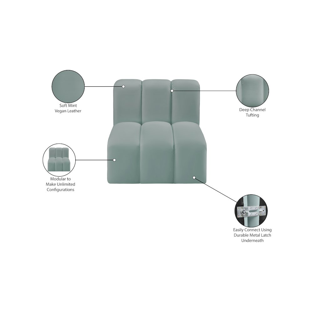 Arc Mint Green Vegan Leather Straight Chair. Picture 11