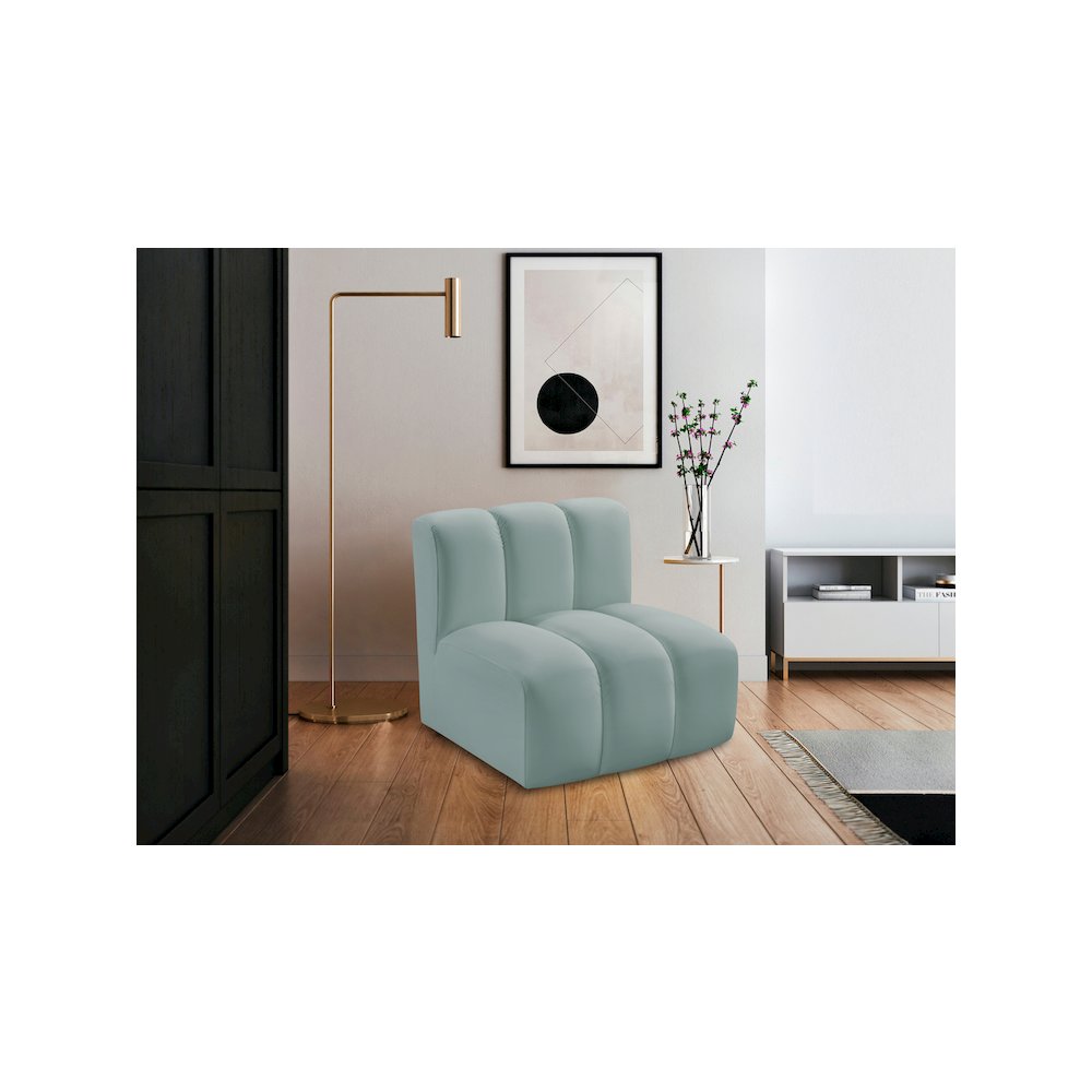 Arc Mint Green Vegan Leather Straight Chair. Picture 2