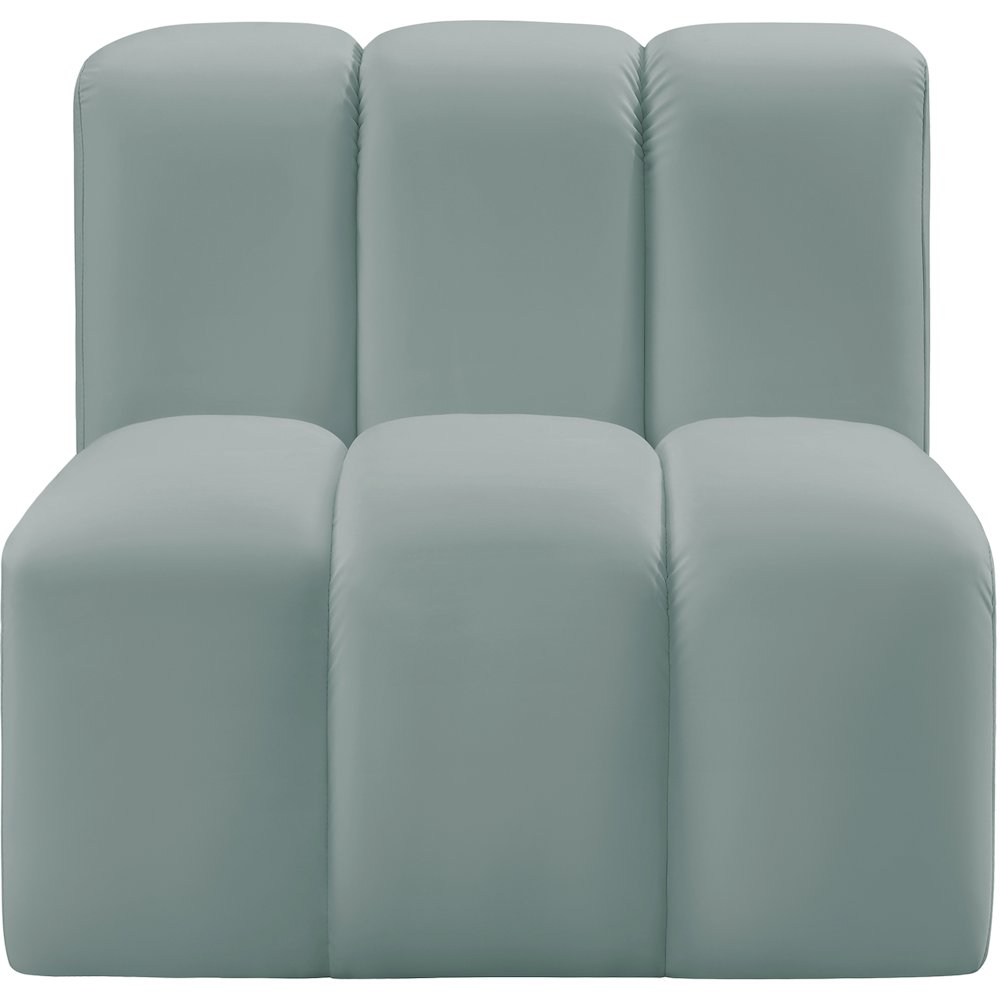 Arc Mint Green Vegan Leather Straight Chair. Picture 3