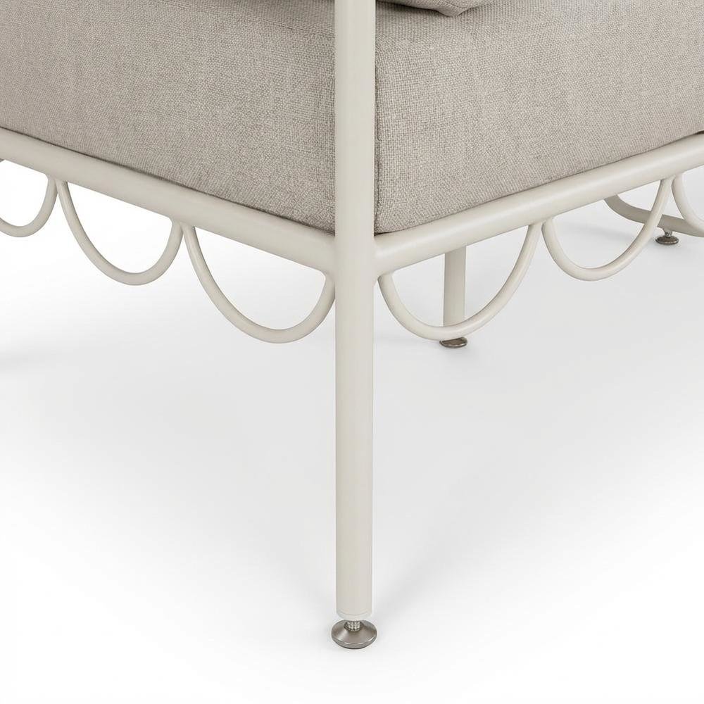 Beige Water Repellent Outdoor Sofa with Cushions and Stylish Art Deco Design. Picture 6