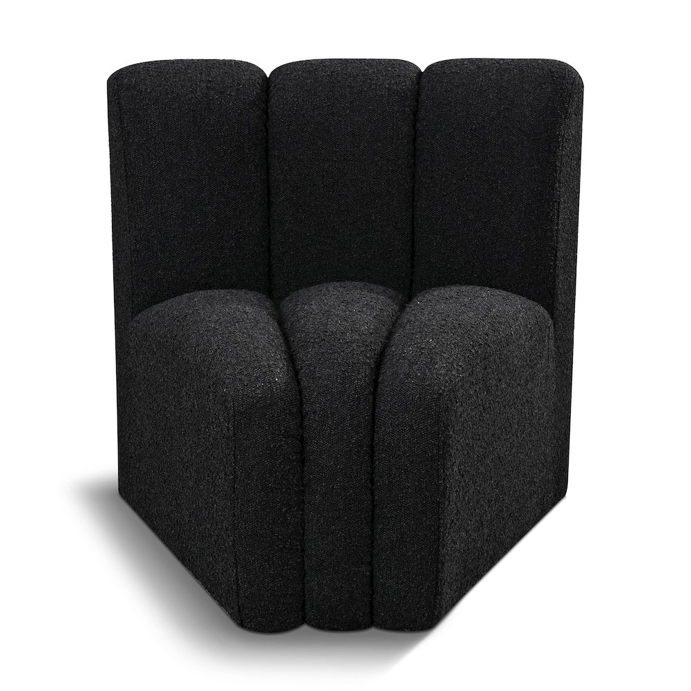 Arc Black Boucle Fabric Curved Corner. Picture 1